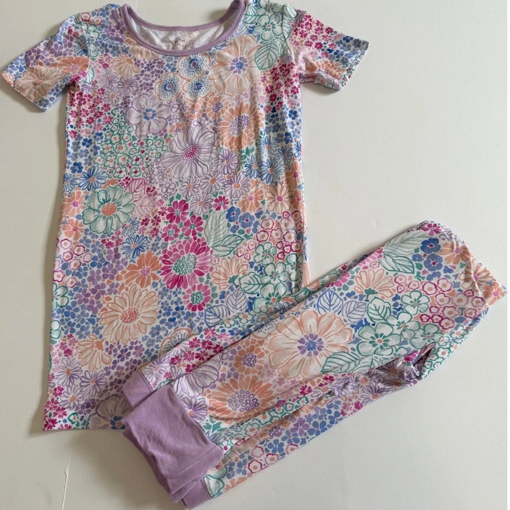 Little Sleepies Doodle Blooms Pajama Set Short Sleeve 12/14